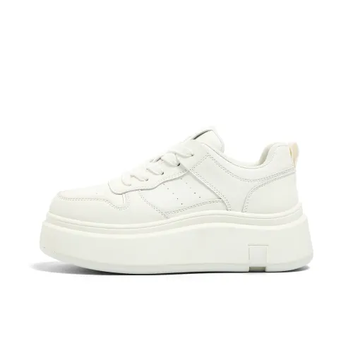 FOREVER 21 Противоскользящие и Износостойкие Кроссовки для Скейтбординга с Низким Верхом Увеличивающие Высоту Женские Белые