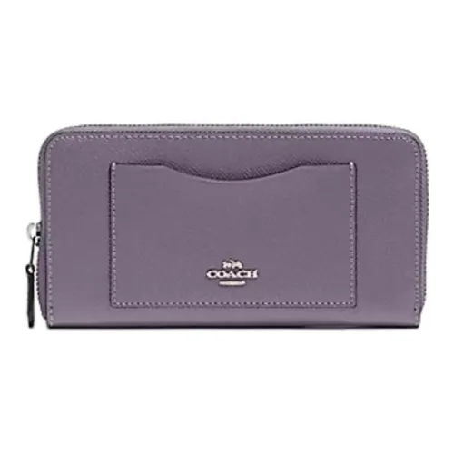 COACH Accordion Zip Wallet Кожа Кошелек Маленький Женский Винтаж Фиолетовый