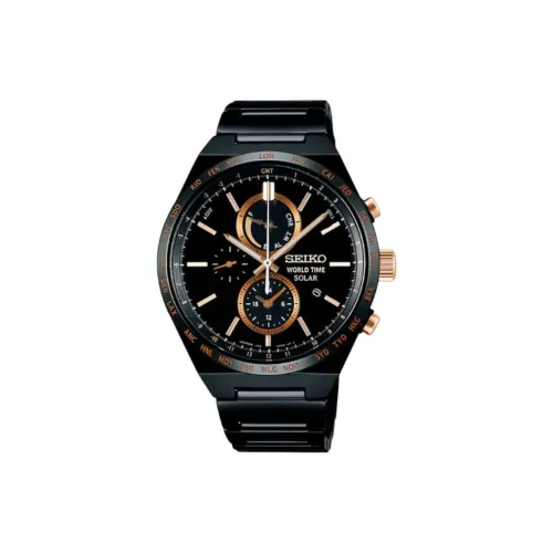 SEIKO Spirit Series Солнечный Кварцевый Механизм Нержавеющая Сталь Ремешок Часы 41,2 мм Мужские Часы Черный Циферблат