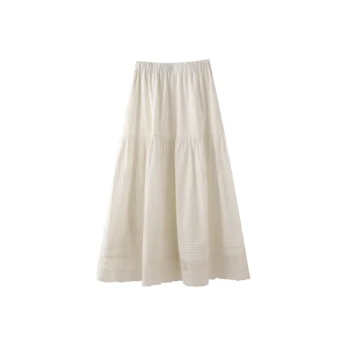 Miss Chipmunk Pure White Jasmine Minimalist Style Innocent Casual Long Skirt Women's