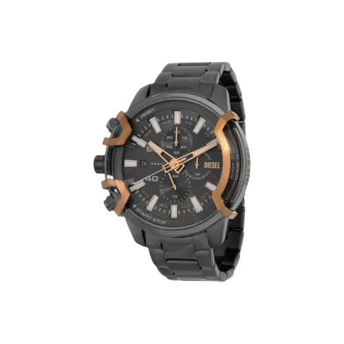 DIESEL Мужские часы Кварцевый механизм Ремешок из нержавеющей стали 48 мм Черный циферблат