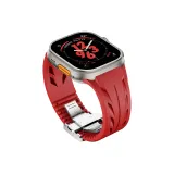 Красный ремешок + серебряная застежка-бабочка