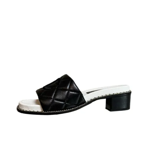 CHANEL 25P Spring Summer Тапочки из резины 4CM Женские Черные