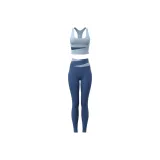 Серый топ с озерно-синим цветом + китово-синие штаны