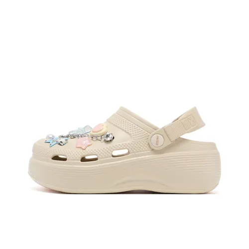 JOSINY Лето Маленький Платформа визуально увеличивает рост 5,4CM Верхняя одежда Модный Модный Lazy Slip On Сабо Женские Песочный абрикосовый