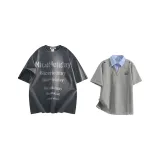 Серый, имитация двухслойности + темно-серый, рубашка с коротким рукавом