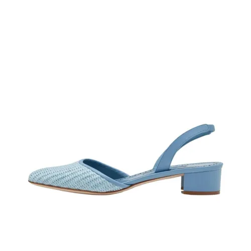 MANOLO BLAHNIK Raffro Грубый каблук Высокие каблуки 3 см Женские Светло-синий