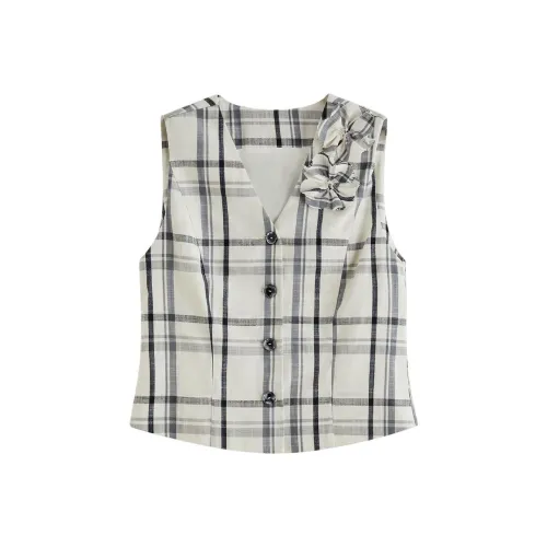 FANSILANEN Бежево-серый Клетчатый Женские Рубашки