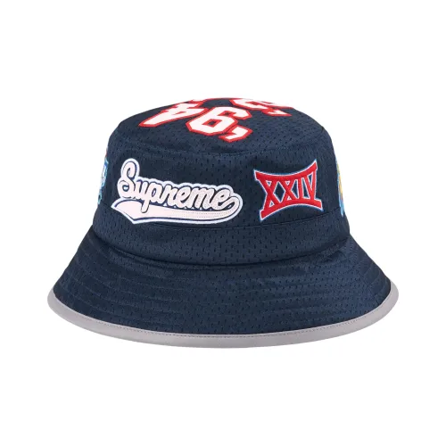 Supreme Полиэстер Панамы Унисекс Морской Синий Белый Оранжевый Черный