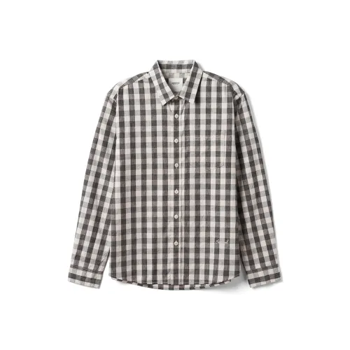 SIMWOOD Бежевый Черный Клетка Мужская Рубашка