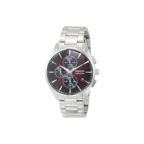 SEIKO Проводной Tokyo Sora Кварцевый механизм Нержавеющая сталь Ремешок Часы 41,5 мм Мужские часы Красный циферблат часов