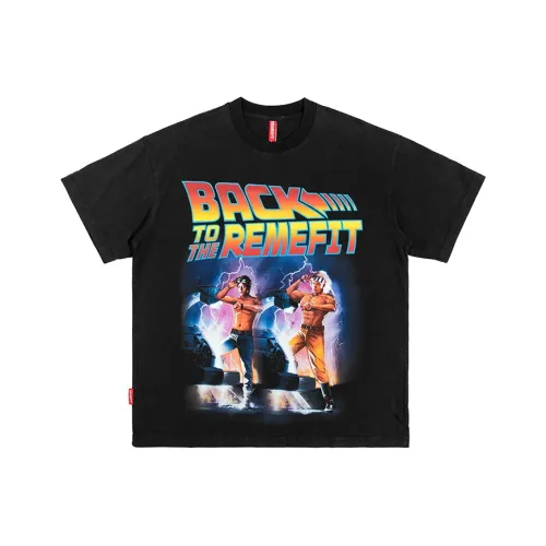 REMEFIT Промытый черный Унисекс Футболка