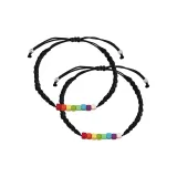 1 пара - Квадратный многоцветный браслет с бусинами на шнурке