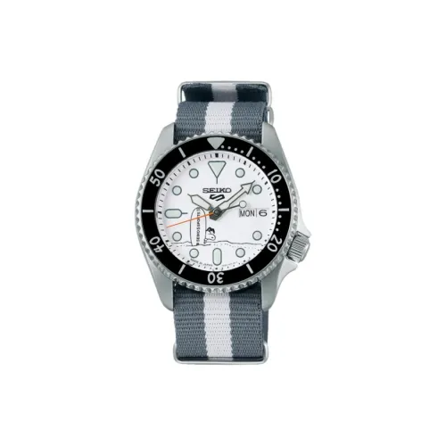 SEIKO 5 Sports Collection Автоматический Механический Механизм Нейлоновый Ремешок Часы 38 мм Мужские Часы Белый Циферблат
