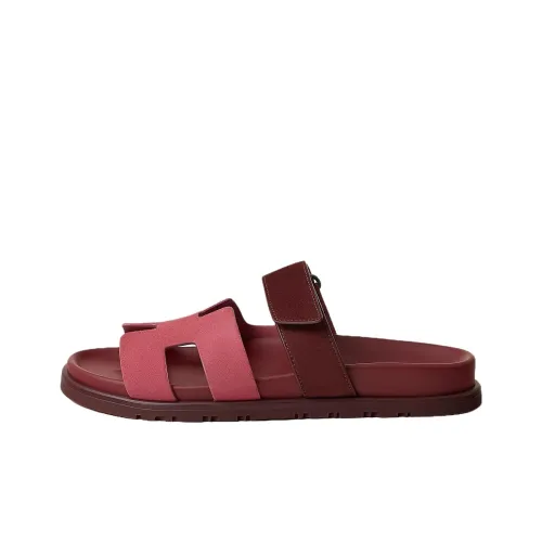 HERMES Chypre Слипоны Женские Розово-красный