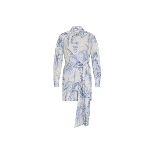 Marella Длинное платье с длинными рукавами женское серо-синий