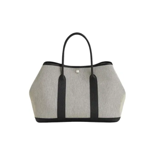 HERMES Garden Party Холст Садовая Сумка Женская Серый и Черный