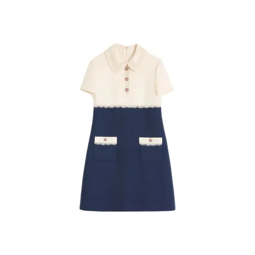 Valentino Короткое платье с короткими рукавами цвет слоновая кость женское