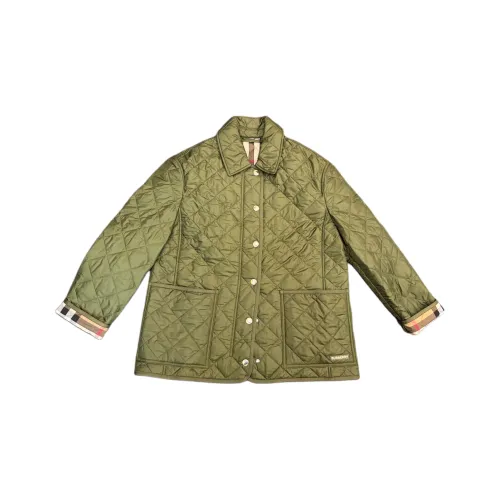 Burberry SS25 Хлопковый пуховик Женский Оливково-зеленый