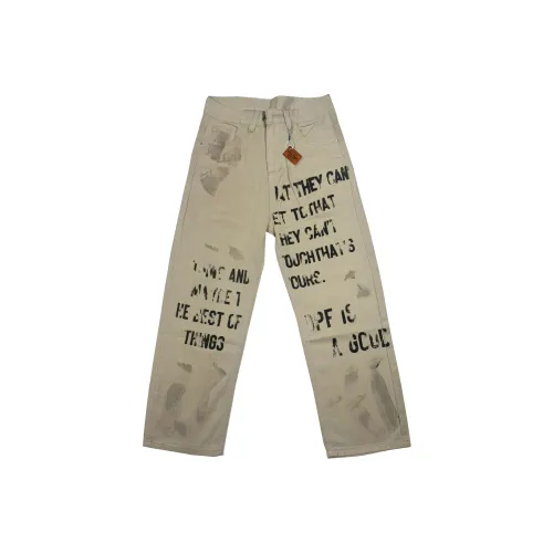 HOKLV Dirty Белый Унисекс Джинсы