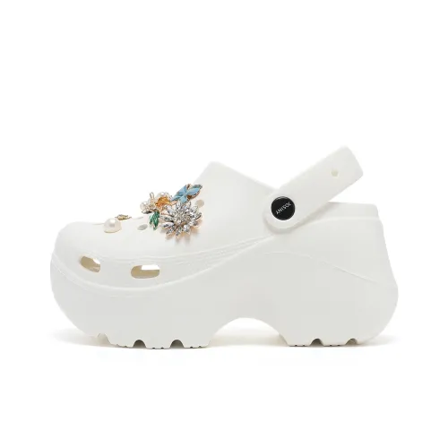 JOSINY Лето Маленький Outerwear Trendy Trendy Lazy Slip on Outdoor Beach Shoes Mules с закрытым носком Sabo Женские Ecru