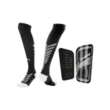 Черные Белые Футбольные Носки + Черные Серебряные Защита для Стегон