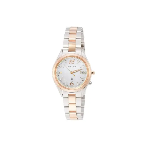 SEIKO Lukia Солнечный Кварцевый Механизм Титан Ремешок Часы 28 мм Женские Часы Жемчужная Раковина Циферблат