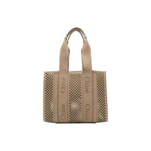Chloe Кожа Тоут Сумка Сумка для покупок Сумка на плечо Сумка среднего размера Женская Светлый бежевый