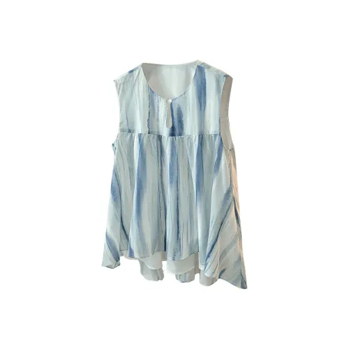 SIBAISHE Синие Зеленые Полосы Женские Рубашки