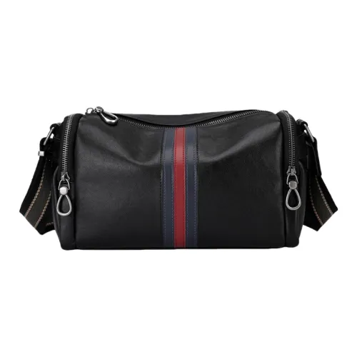 PESASRIE Сумка через плечо из натуральной коровьей кожи мужская черная