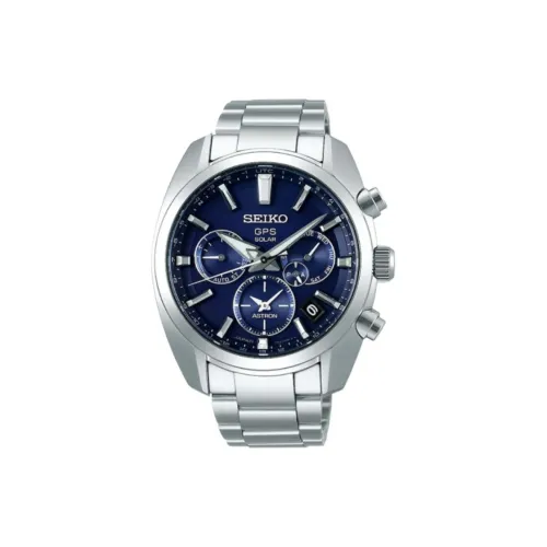 SEIKO Astron Series Солнечный Кварцевый Механизм Нержавеющая Сталь Ремешок Часы 42,7 мм Мужские Часы Синий Циферблат