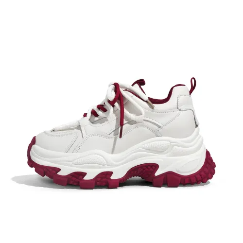 D Fuse SCANDINAVIA Износостойкий и Легкий Низкий Топ Кроссовки с Толстой Подошвой Женские Бежевый Красный