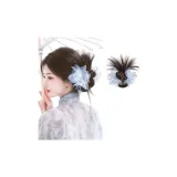 Заколка-краб "Голубой цветок", стиль позиционирования [Темно-кофейный]