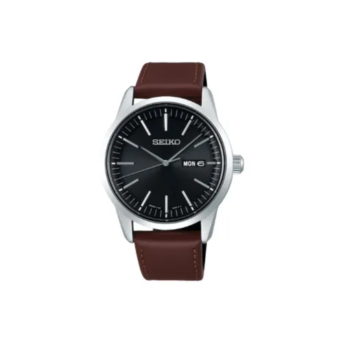 SEIKO SELECTION Солнечный кварцевый механизм кожаный ремешок часы 40 мм мужские черный циферблат