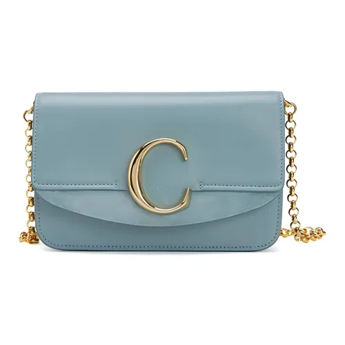 Chloe Chloé сумки Коровья кожа Плечевая сумка Женская Светло-синяя