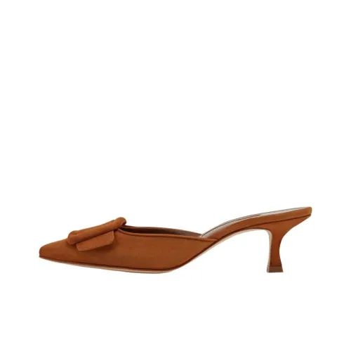 MANOLO BLAHNIK Домашние тапочки 5 см Женские Коричневый