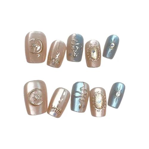 T Z Свежий Сладкий стиль False Nail Короткий Квадрат Синий Розовый Jump Цвет Французский