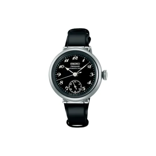 SEIKO Presage Series Автоматический Механический Механизм Часы с Естественной Кожей Ремешок 35 мм Мужские Часы Черный Циферблат