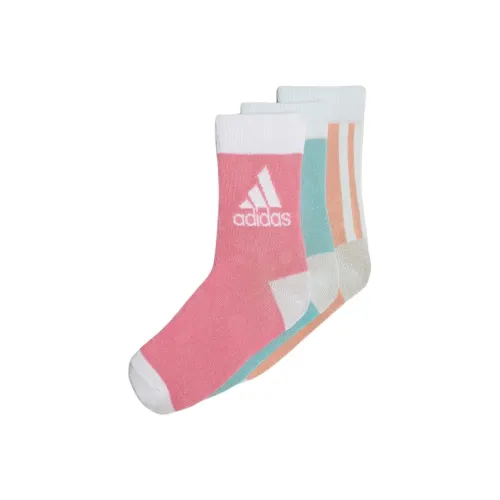 Adidas 3 шт Мятно-зеленый/Красно-розовый/Розово-красный/Белый Kids Носки
