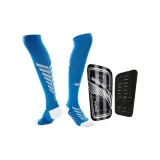 Кристально-синие футбольные носки + черно-серебряный защитный щит для ног