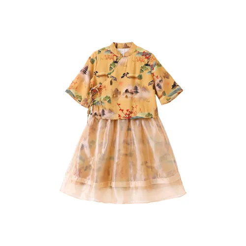 La Cergo Ханьфу 2 предмета комплект желтый детский