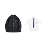 Black Coat + White Shirt + Dark Blue Tie  
Черное пальто + белая рубашка + темно-синий галстук