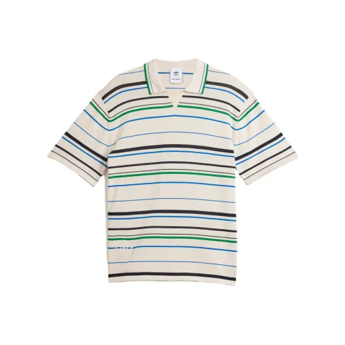 Adidas Originals x WALES BONNER SS25 Поло Мужское Чудесный Белый Зеленый Bird Перо Синий Темный Индиго