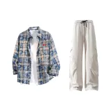 Washed Blue + Light Gray Pants  
Вымытый Синий + Светло-Серый Штаны