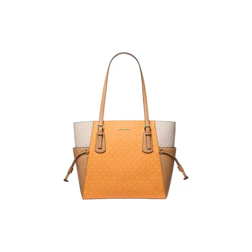MICHAEL KORS Voyager Покрытый холст Тоут Сумка Сумка для покупок Сумка на плечо Большая Женская Апельсин