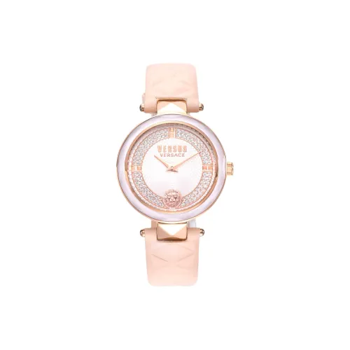 VERSUS Наручные часы Кварцевый механизм Коровья кожа Ремешок 34 мм Бежевый циферблат Женские часы