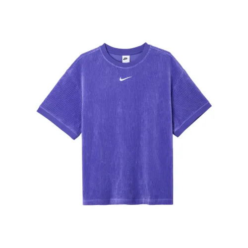 Nike Рукав с оборванным плечом T-рубашка Женская Синяя