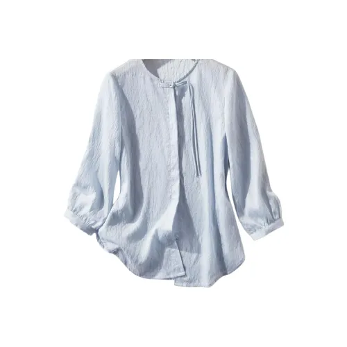 IHIMI Рубашка Женская Мягкий Матовый Синий