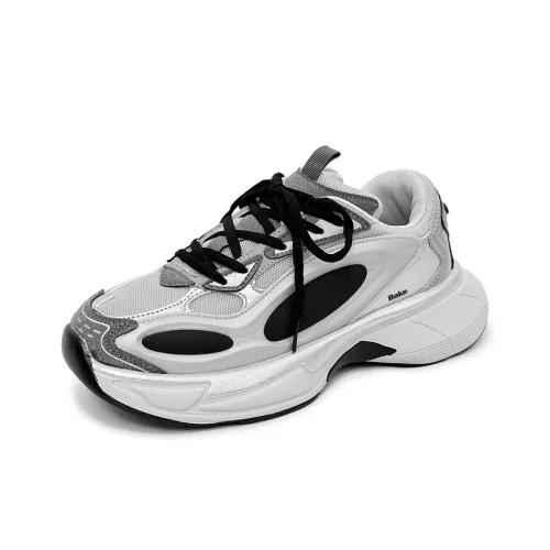 BAKE Shock Absorbers Slip-Resistant Дышащий Низкий Топ Кроссовки с Толстой Подошвой Унисекс Black Hole Silver