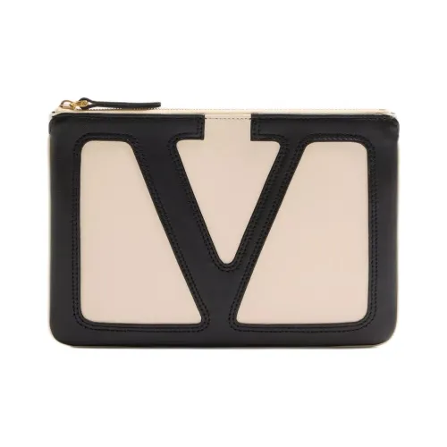 Valentino Кожа Клатч Унисекс Бежевый и Черный